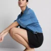Plisserade shorts i linneblandning