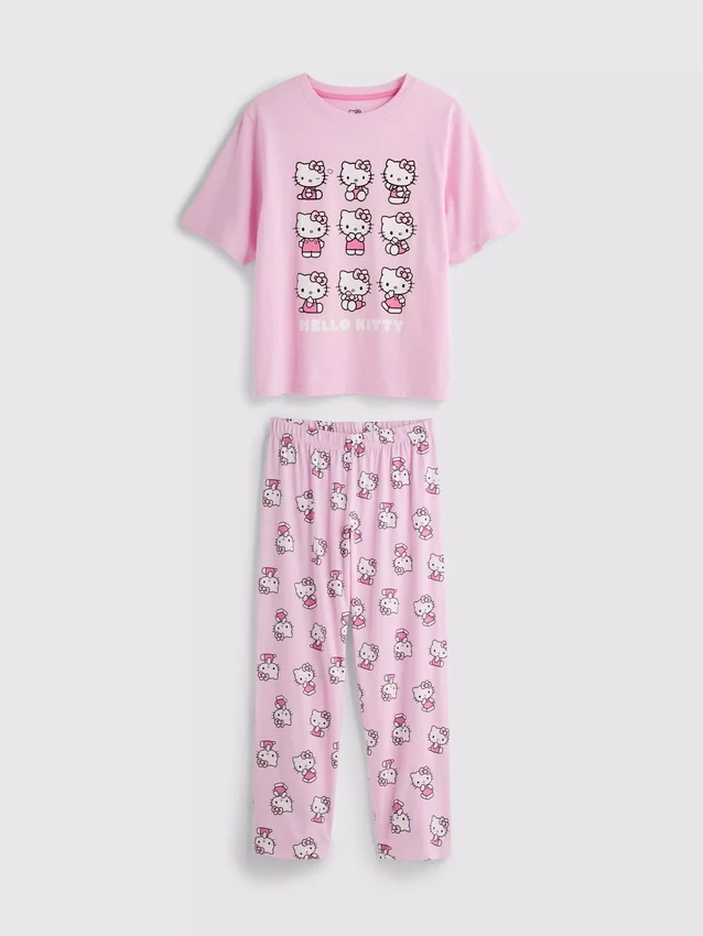 Pyjamasar i bomull med Hello Kitty-motiv