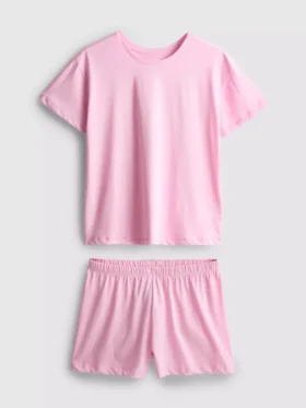 Pyjamasar i bomull med kortärmad T-shirt