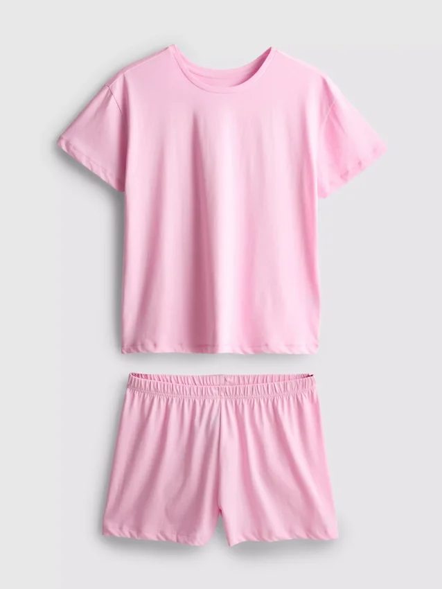 Pyjamasar i bomull med kortärmad T-shirt