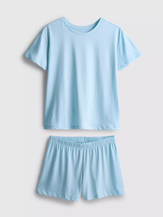 Pyjamasar i bomull med kortärmad T-shirt