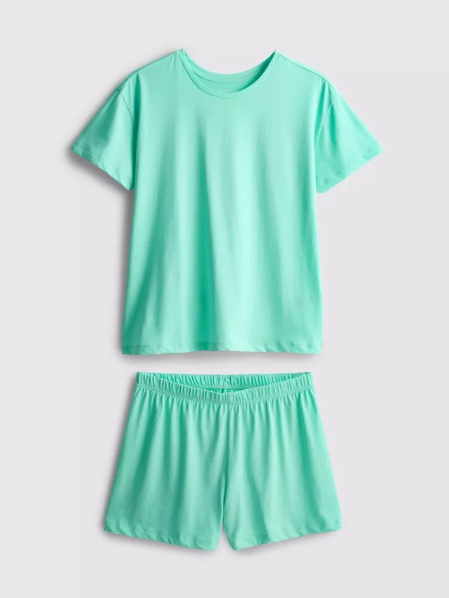 Pyjamasar i bomull med kortärmad T-shirt