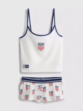Pyjamasar i bomullsrik bomull från USA med kort topp och shorts