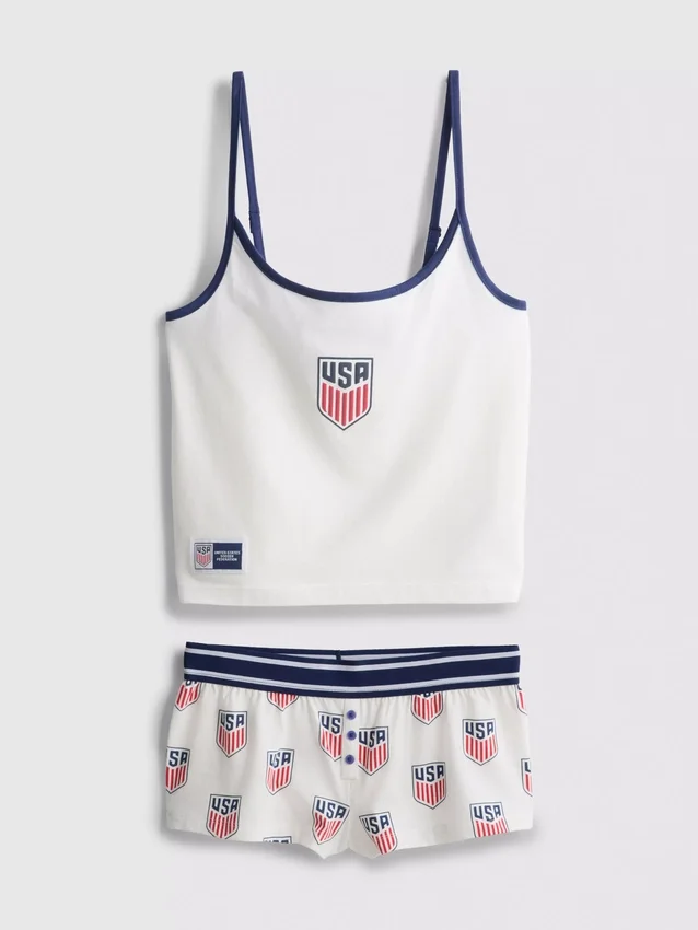 Pyjamasar i bomullsrik bomull från USA med kort topp och shorts