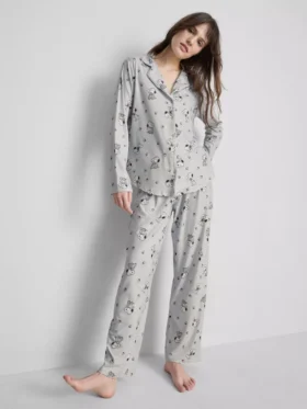 Pyjamasar i boyfriend-modell med Snoopy-motiv