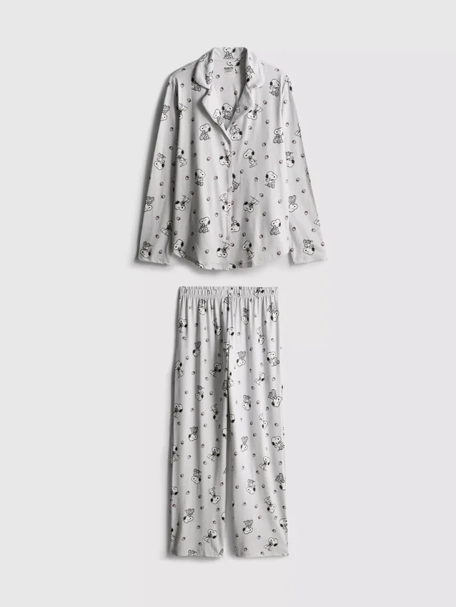 Pyjamasar i boyfriend-modell med Snoopy-motiv