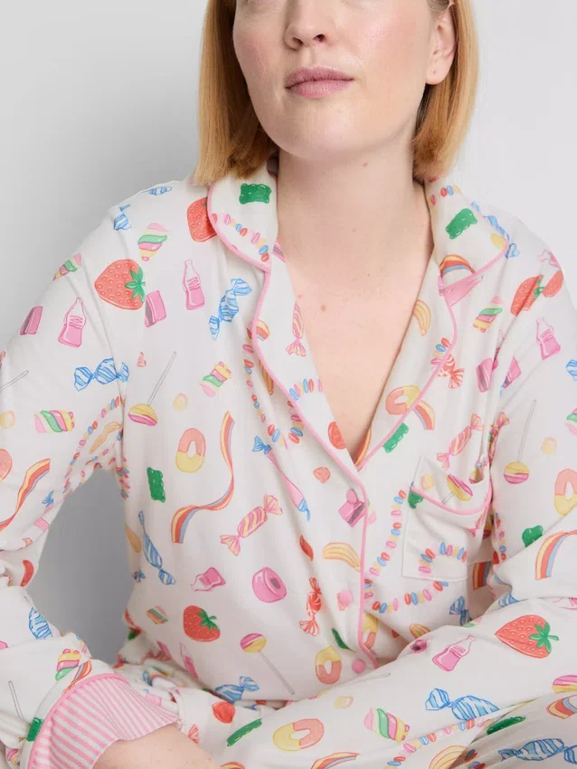 Pyjamasar i boyfriend-modell med sött tryck