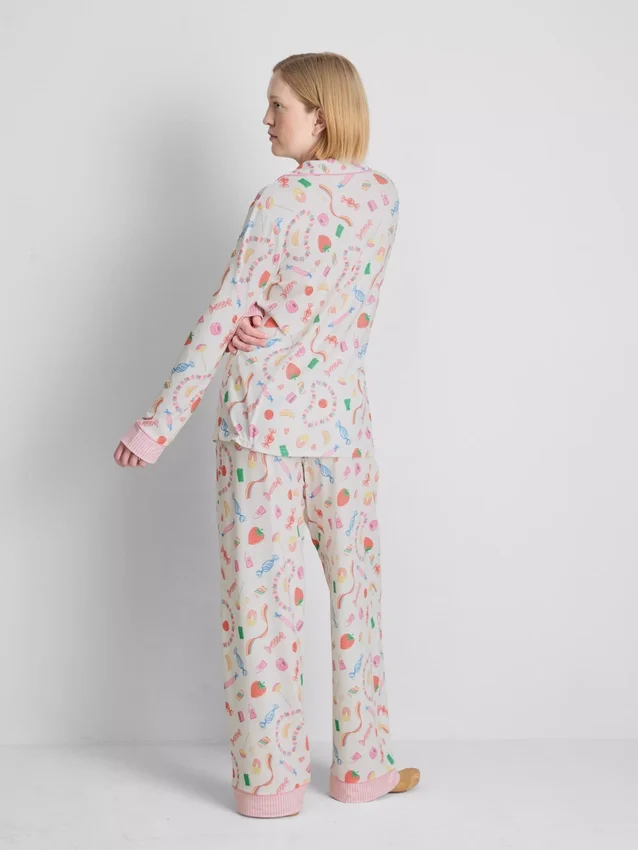 Pyjamasar i boyfriend-modell med sött tryck