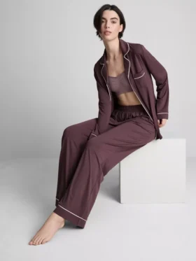 Pyjamasar i jersey med kontrastkant i boyfriend-stil