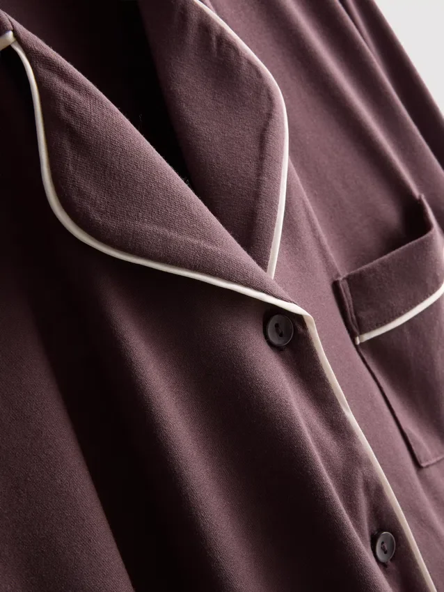 Pyjamasar i jersey med kontrastkant i boyfriend-stil
