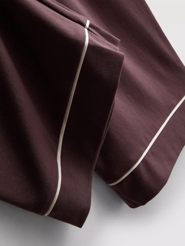 Pyjamasar i jersey med kontrastkant i boyfriend-stil
