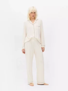 Pyjamasar i jersey med långa ärmar i boyfriend-stil