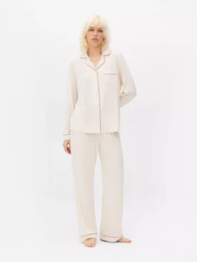 Pyjamasar i jersey med långa ärmar i boyfriend-stil