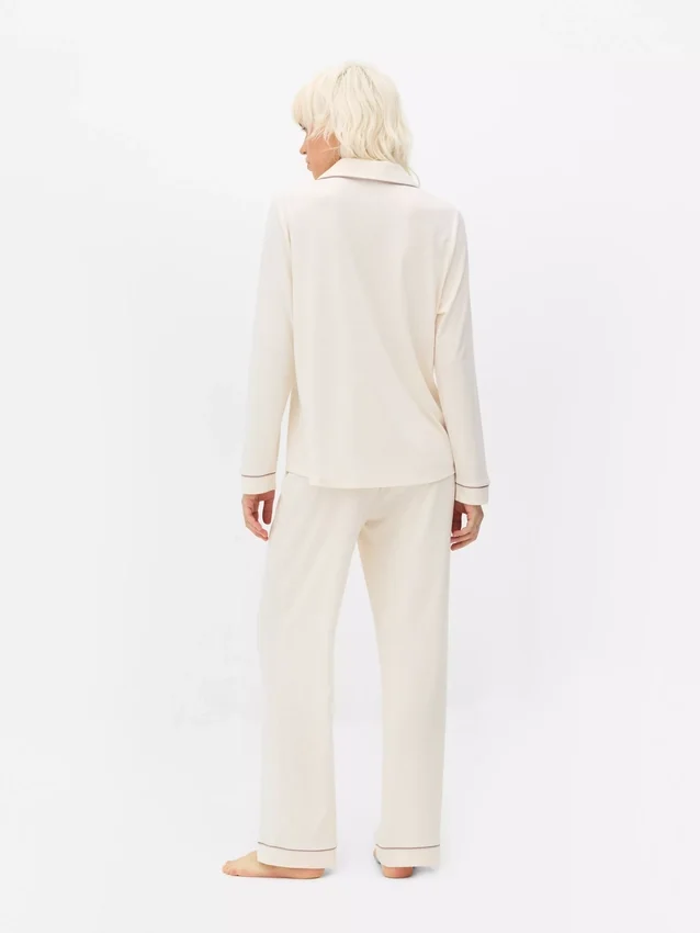 Pyjamasar i jersey med långa ärmar i boyfriend-stil