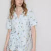 Pyjamasar i kort modell med ”Breakfast”-tryck