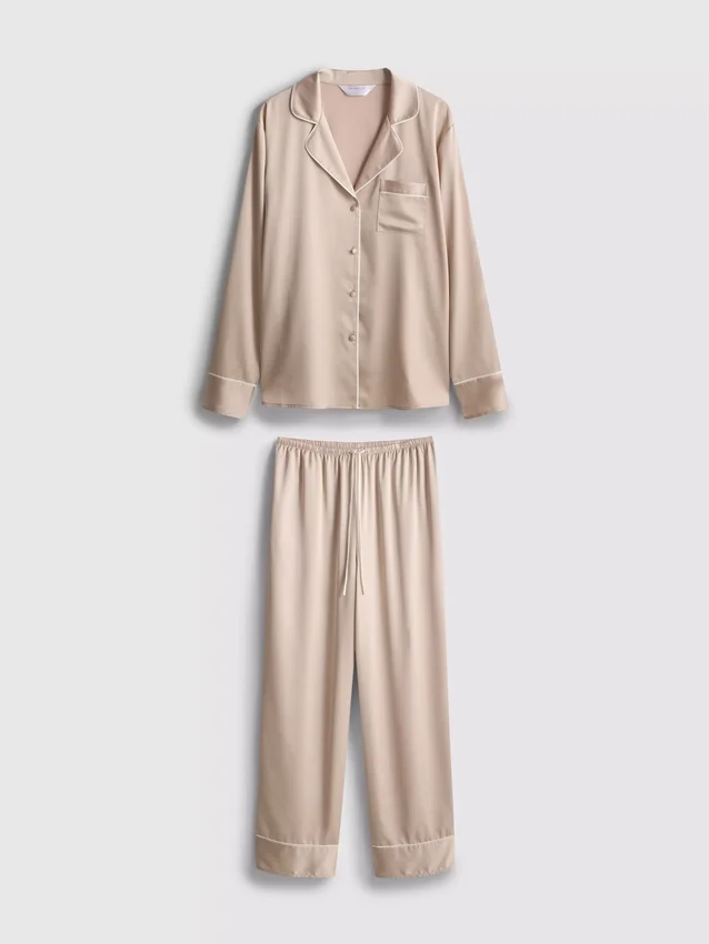Pyjamasar i satin i boyfriend-stil