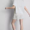 Pyjamasar i satin med blommönster i boyfriend-stil