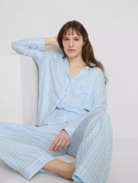 Pyjamasar i twill i boyfriend-stil