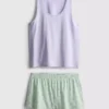 Pyjamasar med bomullstopp och shorts