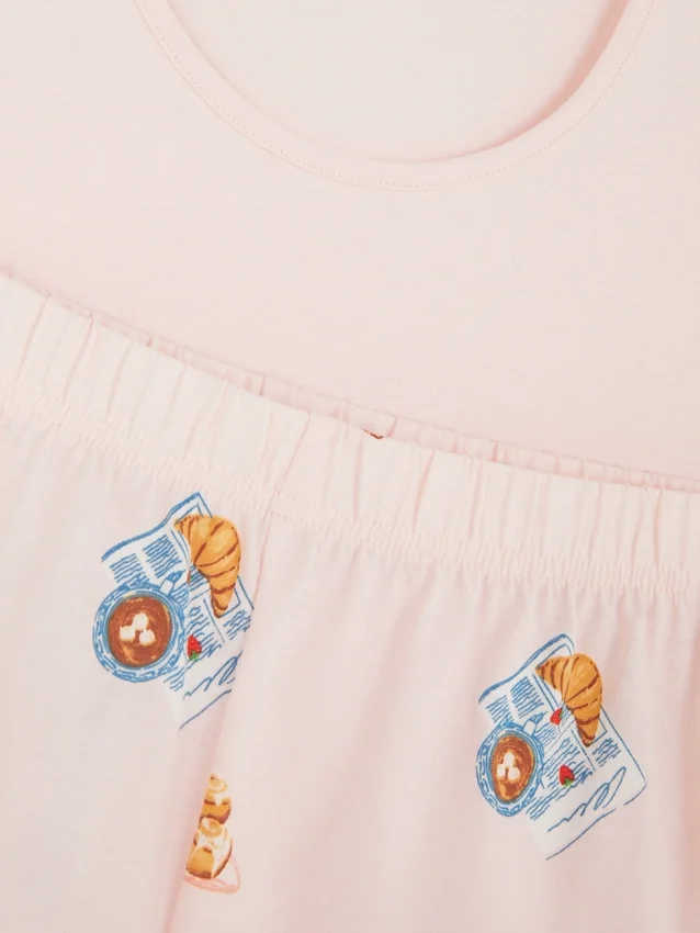 Pyjamasar med kort bomullsväst