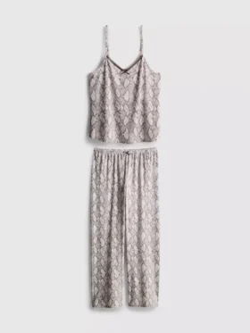 Pyjamasar med leopardmönstrad spets-cami