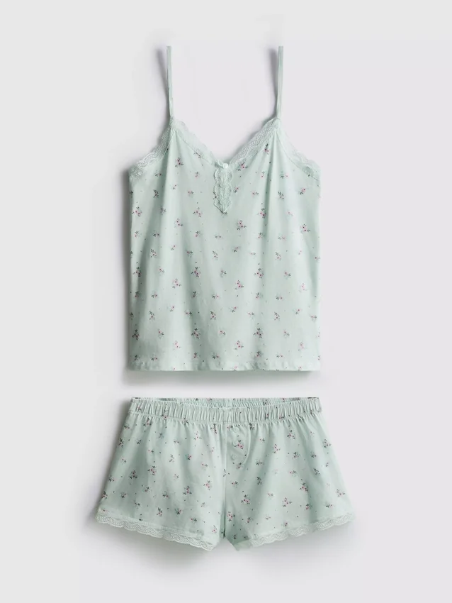 Pyjamasar med spetskant