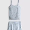 Pyjamasar med tryckt linne och shorts