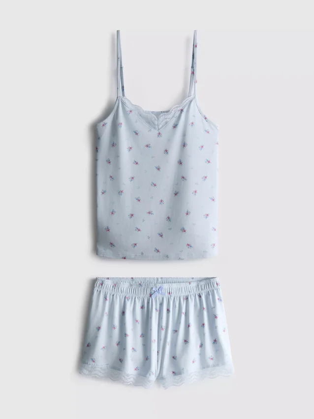 Pyjamasar med tryckt linne och shorts