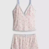 Pyjamasar-set med figursydd cami och shorts