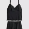 Pyjamasar-set med figursydd cami och shorts