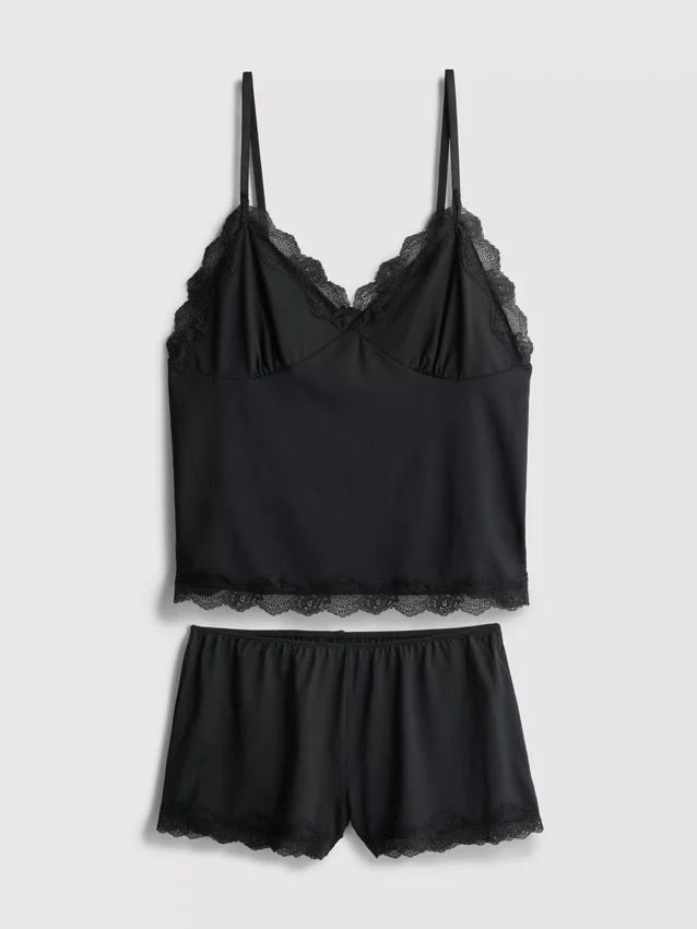 Pyjamasar-set med figursydd cami och shorts