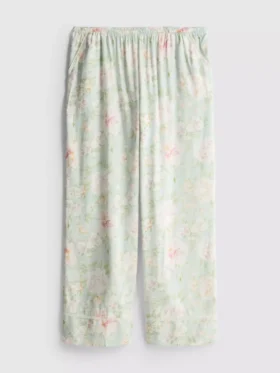 Pyjamasbyxor med blommönster och vida ben