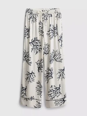 Pyjamasbyxor med vid ben och korallmönster