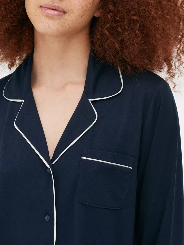 Pyjamaset i jersey med långa ärmar i boyfriend-stil