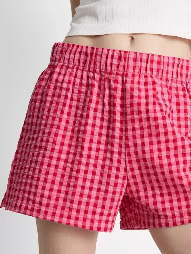 Pyjamashorts i vävd bomull