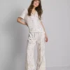 Pyjamaskjorta med korta ärmar och blommönster
