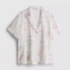 Pyjamaskjorta med korta ärmar och blommönster