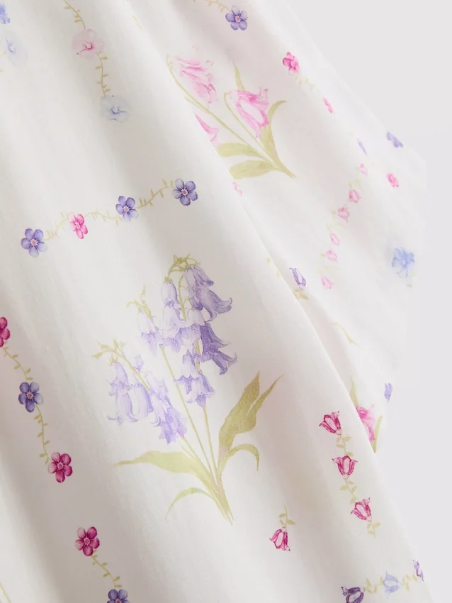 Pyjamaskjorta med korta ärmar och blommönster