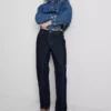 Rakskurna jeans i bomullsdenim med medelhög midja