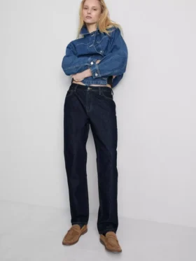 Rakskurna jeans i bomullsdenim med medelhög midja