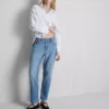 Rakskurna jeans i bomullsdenim med medelhög midja