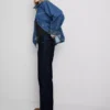 Rakskurna jeans i bomullsdenim med medelhög midja