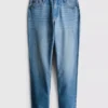 Rakskurna jeans i bomullsdenim med medelhög midja