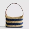 Randig axelväska i raffia