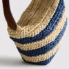 Randig axelväska i raffia