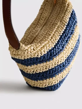 Randig axelväska i raffia