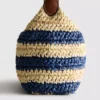 Randig axelväska i raffia