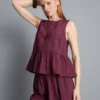 Randig linne med peplum-kant