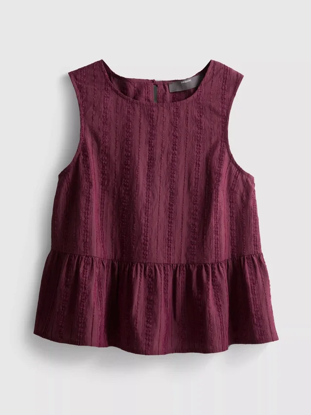 Randig linne med peplum-kant