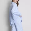 Randig pyjamasar i bomull i oxfordtyg